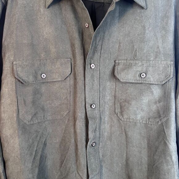 Covington Dark Green Microsuede Long Sleeve Dressy Button Front Shirt Size XL - Picture 7 of 10